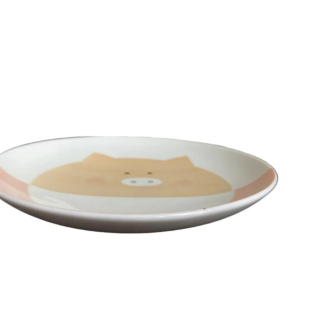 Ceramic Pig Cat Graphic Plates Cat food dishes Plates Whimsical